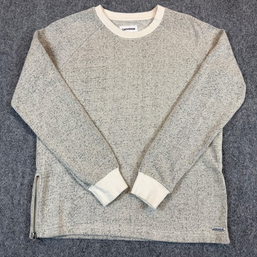 Converse Mens Gray Space Dye Raglan Crewneck Sweatshirt Size Small RN116304